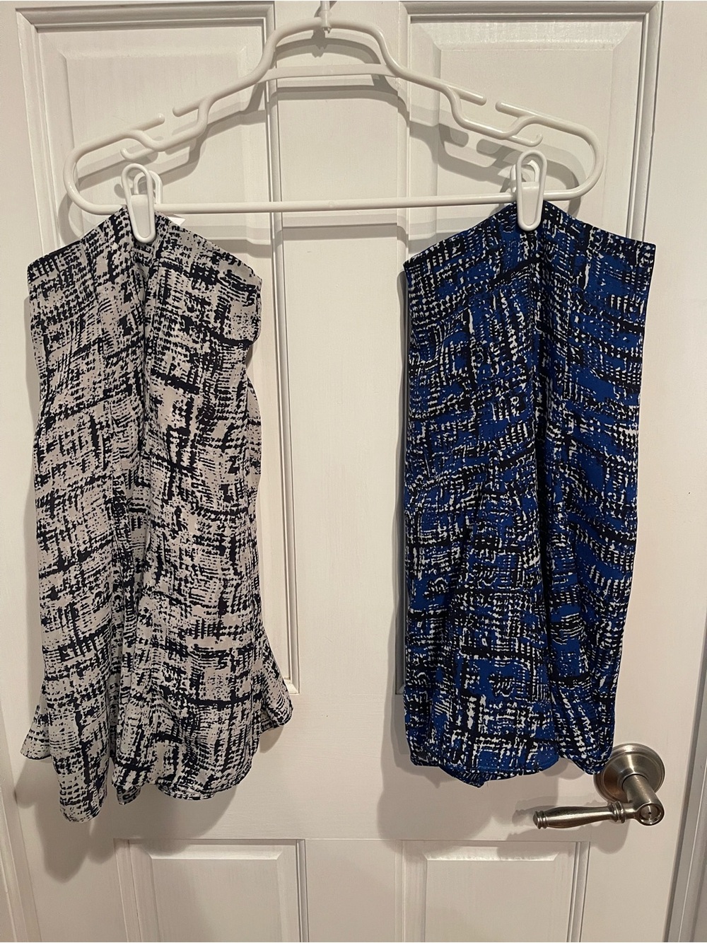 (2) Banana Republic Printed Midi Skirt Duo - Blue & Tan 14